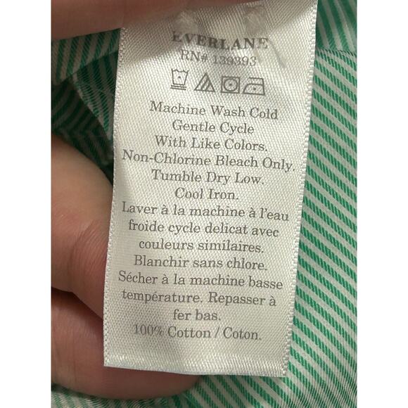 NWT Everlane The Silky Cotton Mint Green White Stripe Button Down Shirt Size 0 - Picture 7 of 11